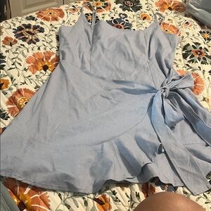 Elegant Light Blue Wrap Dress